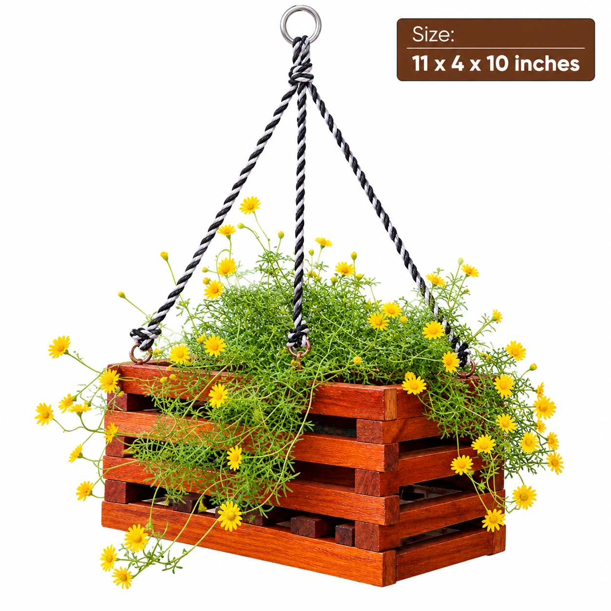 Wooden Hanging Planter - 8x8x6 – Decorative Outdoor & Indoor Plant Holder