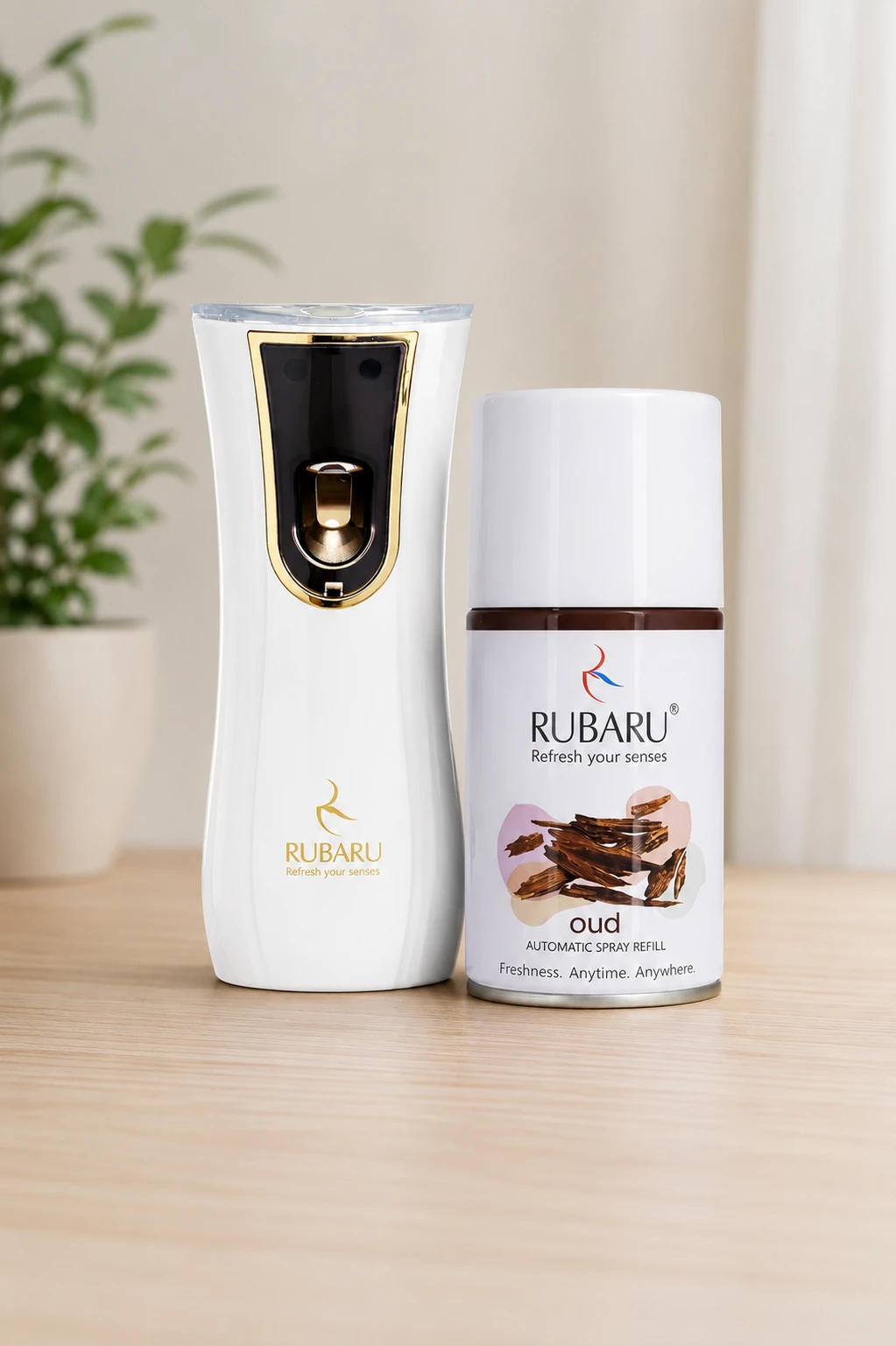 RUBARU Automatic Air Dispenser (Combo) with Oudh Air Neutralizer Spray Refill (300 ml)