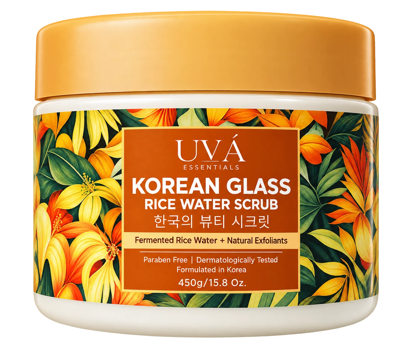 UVÁ Korean Glass Rice Water Scrub (450gm) | 4 x 4 x 3.5 Inch