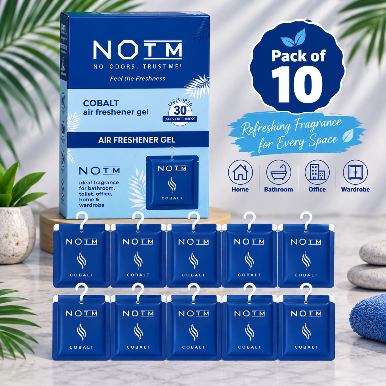 Cobalt Air Freshener – Long-Lasting Fresh Fragrance for Home, Office, Car, Toilet & Wardrobe | Pack of 10