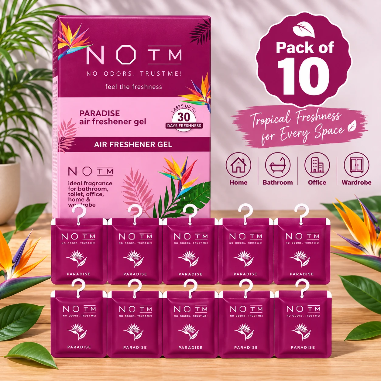 Paradise Air Freshener – Long-Lasting Fresh Fragrance for Home, Office, Car, Toilet & Wardrobe | Pack of 10