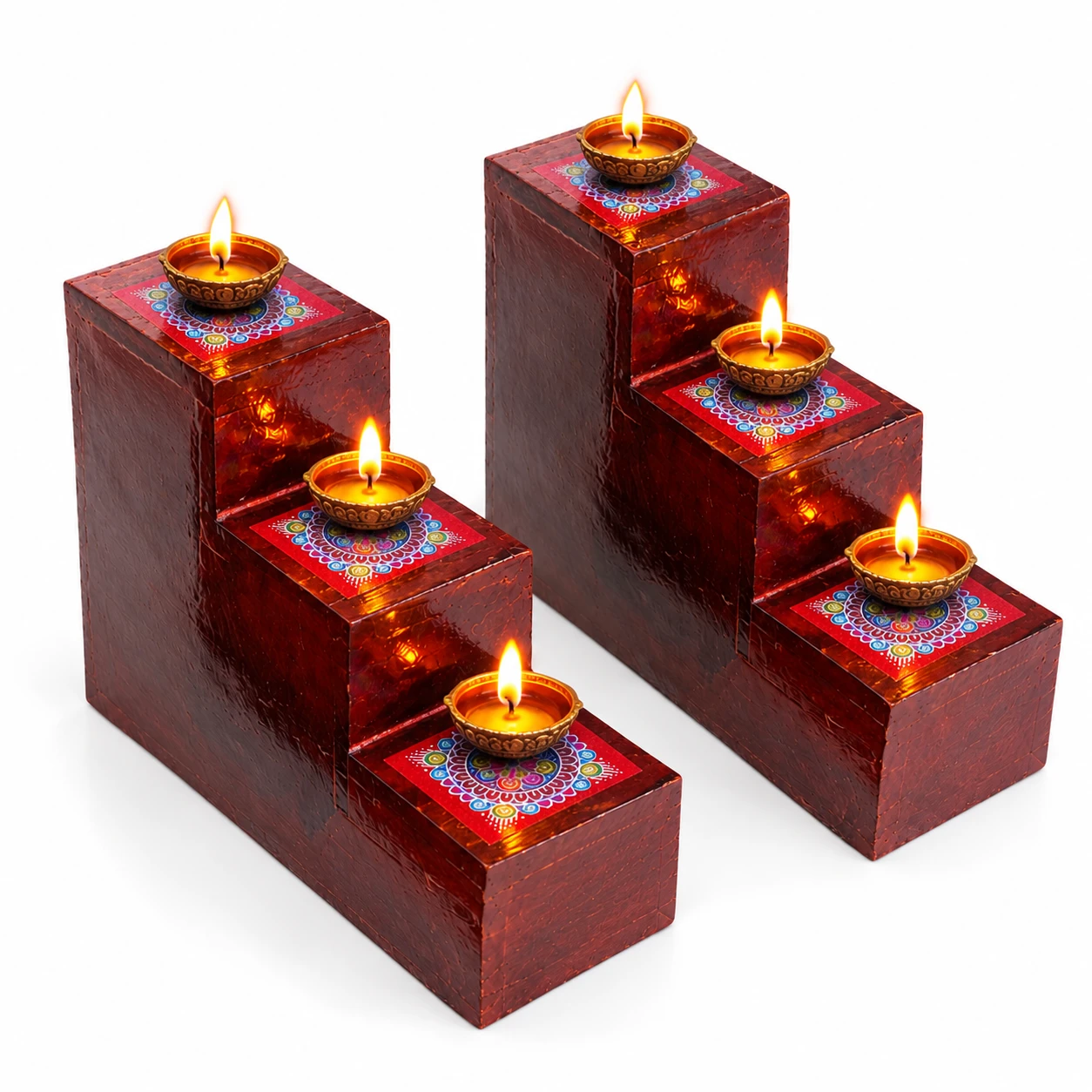 3 Steps Diya Stand Set – Pair