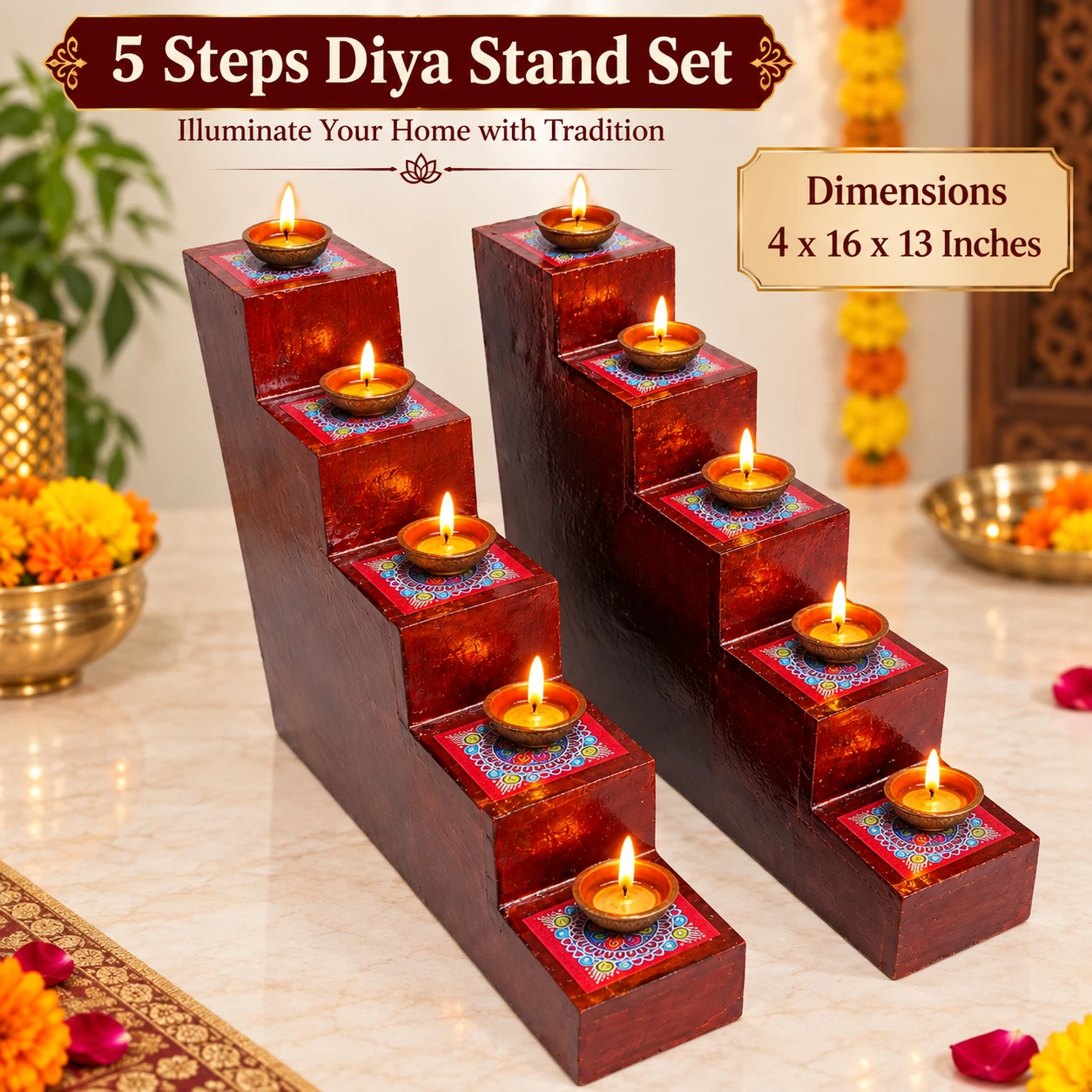 5 Steps Diya Stand Set