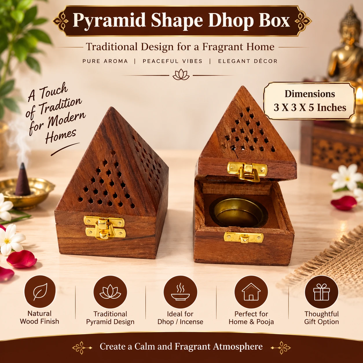 Pyramid Shape Dhop Box