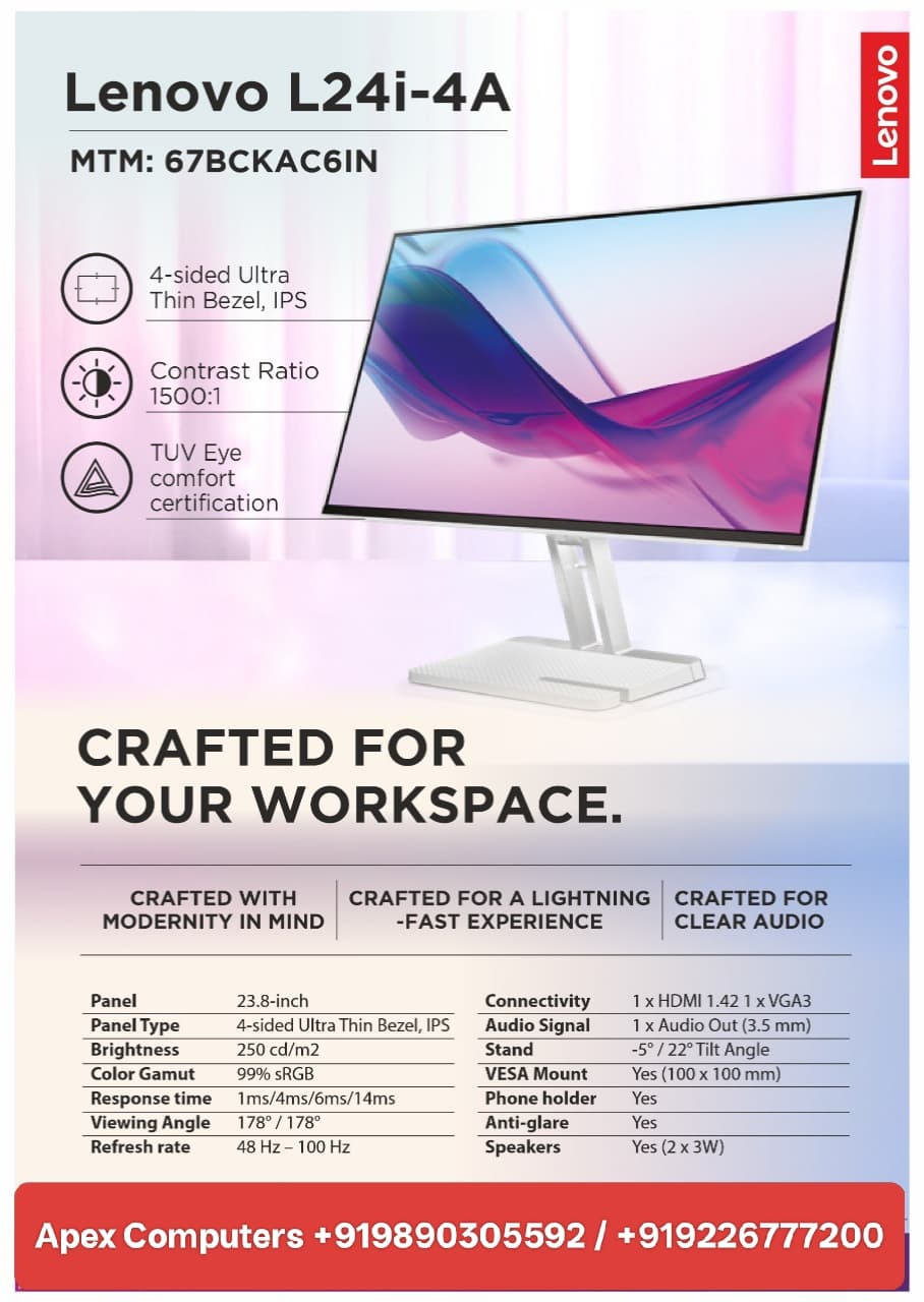 Lenovo L24i-4A Monitor MTM: 67BCKAC6IN